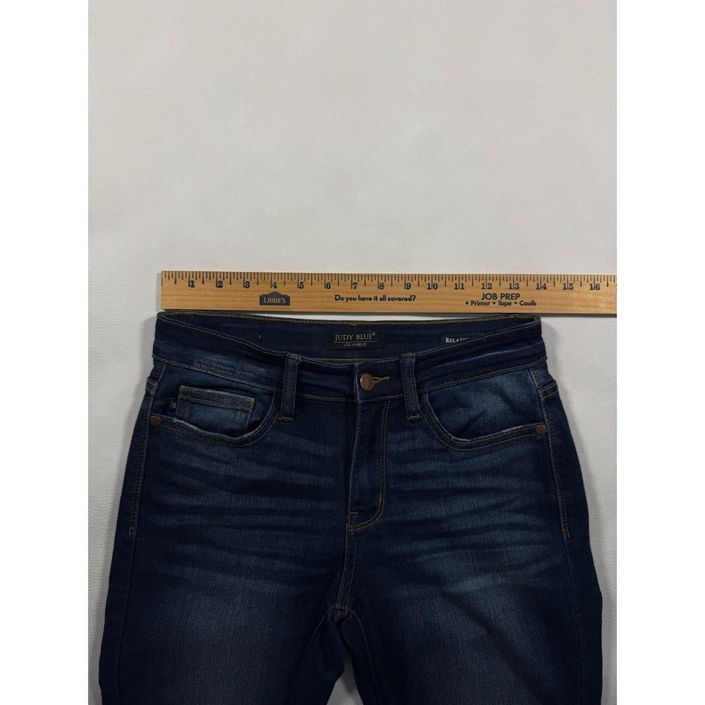 Judy Blue Relaxed‎ Fit Jeans Dark Wash Straight Leg Whiskering Faded Size 5/27 - Picture 2 of 8